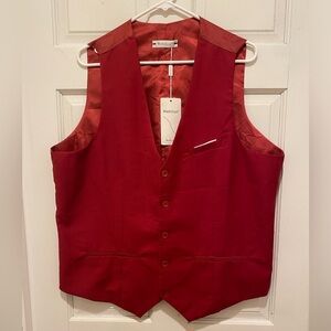 Red Vest with V-Neck and Sleeveless Design